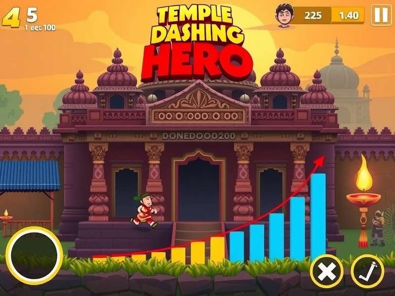 Temple Dashing Hero gameplay screenshot showing character running through ancient temple